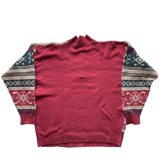 Vintage Fair Isle Textured Patterned Knit Sweater Part Two Mens Wear Grandpa XL - Picture 2 of 5